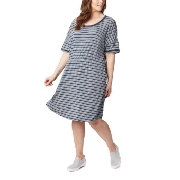 Columbia PFG Slack Water Knit Plus Size, Vestidos Azul Marino Rayas Para Mujer | 430158-TJO